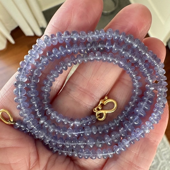 Designer REINSTEIN ROSS 20K - 22K Yellow Gold Smooth Tanzanite Gemstone Necklace - Picture 7 of 12